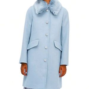 Kate Spade Faux fur blue coat